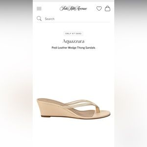 Aquazzura Pedi Leather Wedge Thong Sandals size 37.5